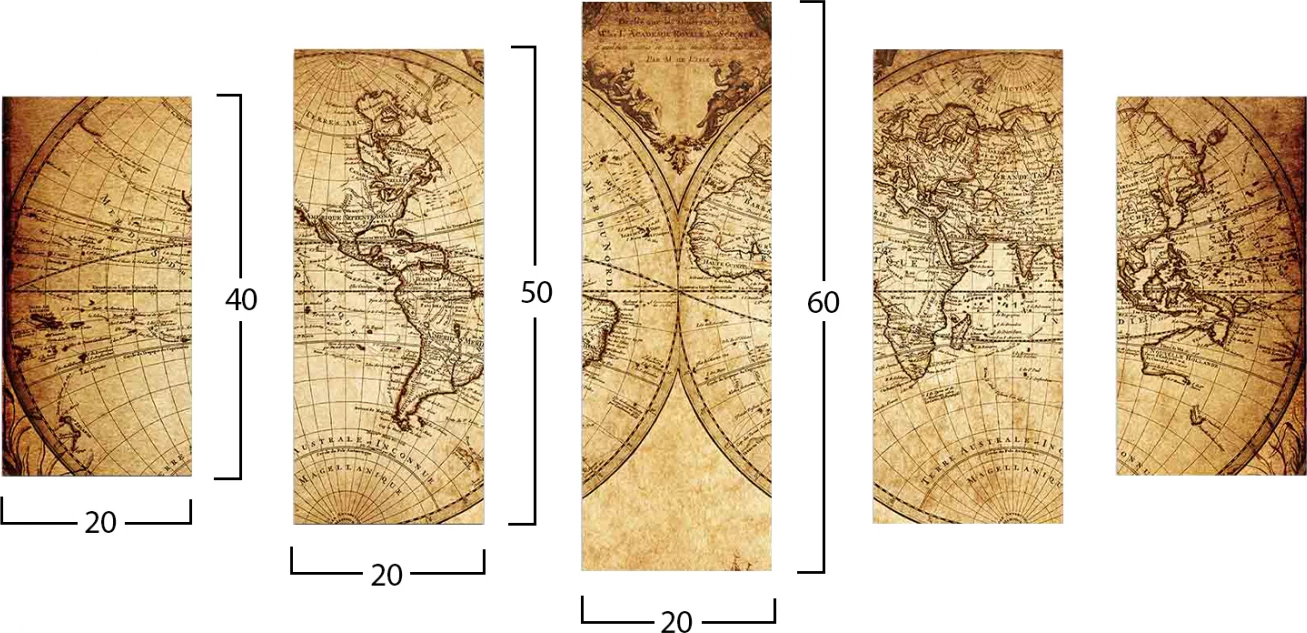 Pikturë MDF FH7206.06 me hartë botërore vintage 100x60x0,3 cm