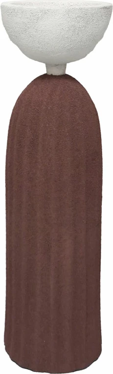 Mbajtëse qirinjsh NATHEN, alumin, terrakotë-bardhë, 9x9x29cm