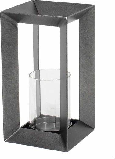 Mbajtës qirinjsh tealight, metal gri, gotë, 13x13x23cm
