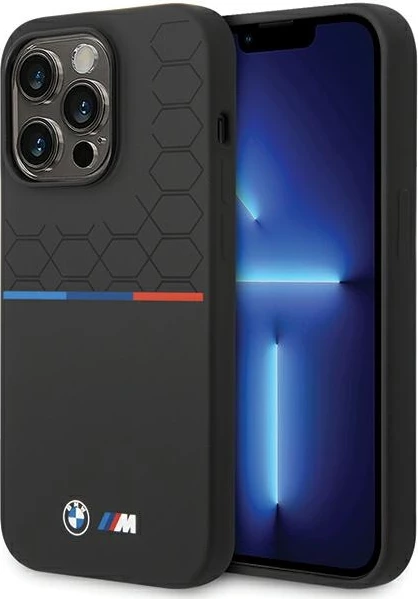 Mbështjellës BMW Silicone Pattern për iPhone 15 Pro Max, i zi