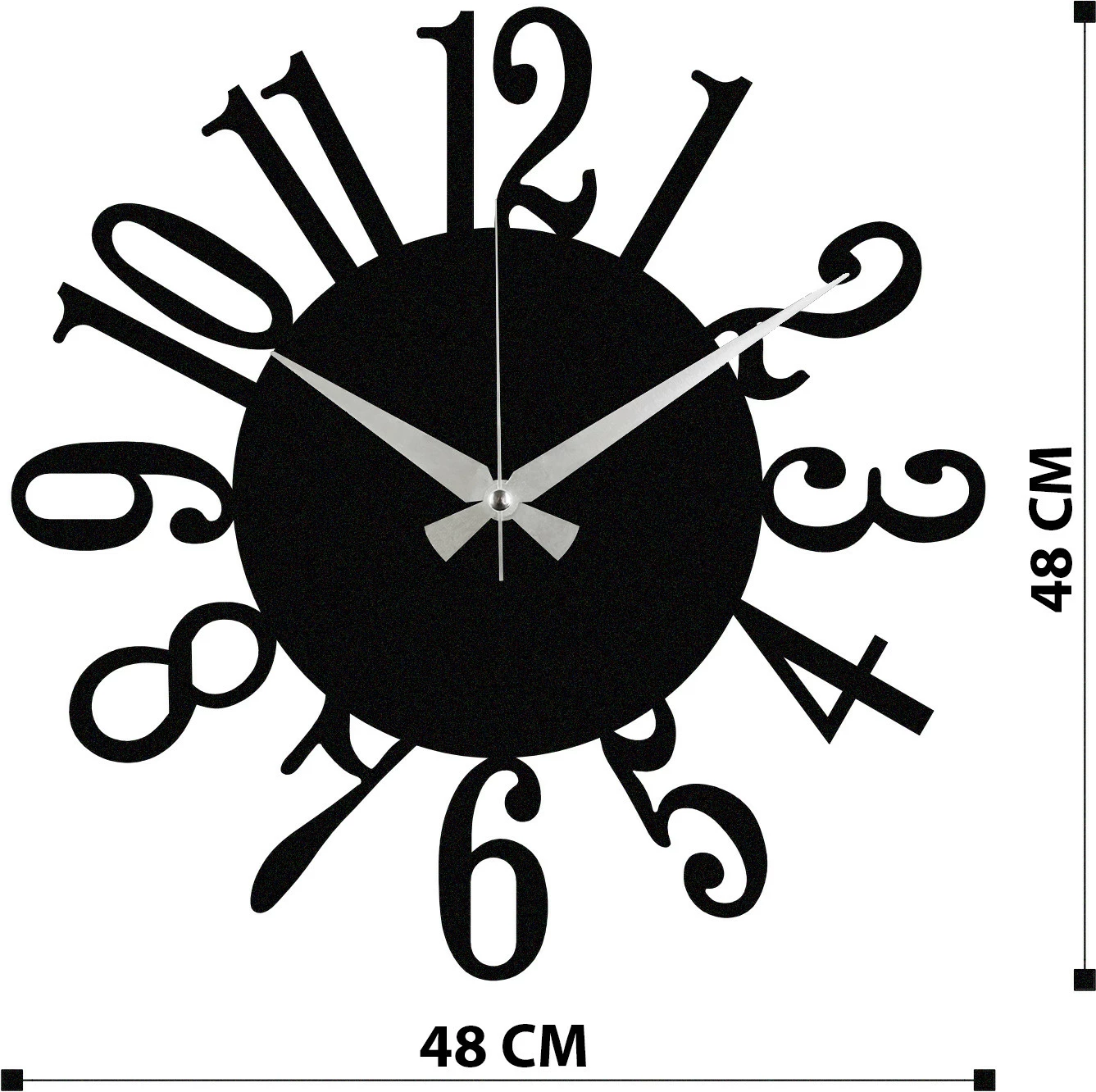 Orë muri dekorative prej metali, Wallity Enzoclock - S005, e zezë, 48x48cm