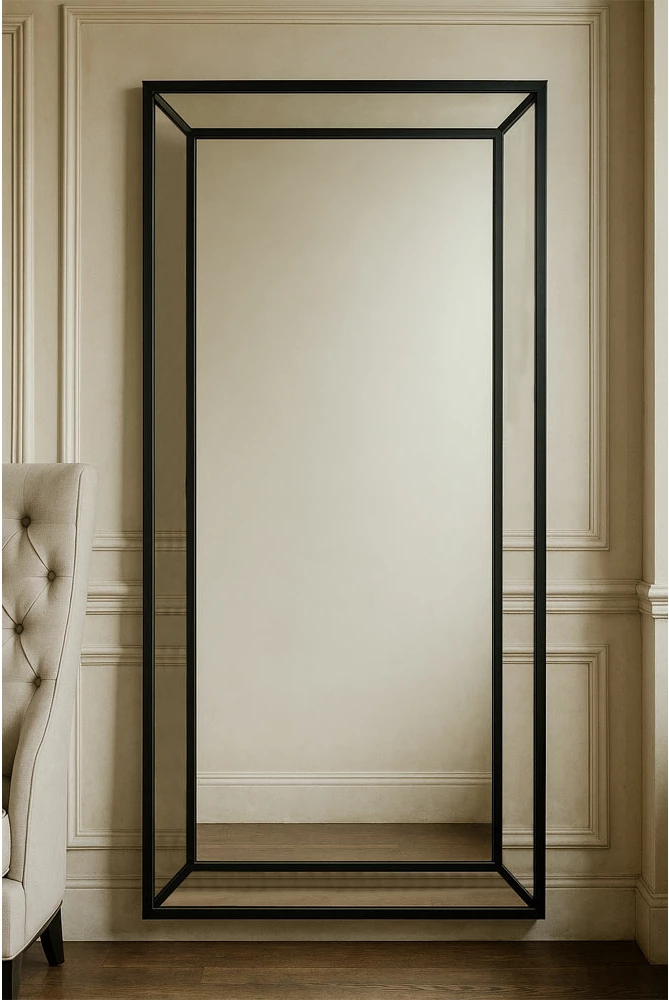 Pasqyrë varëse, metal i zi, 100x180cm