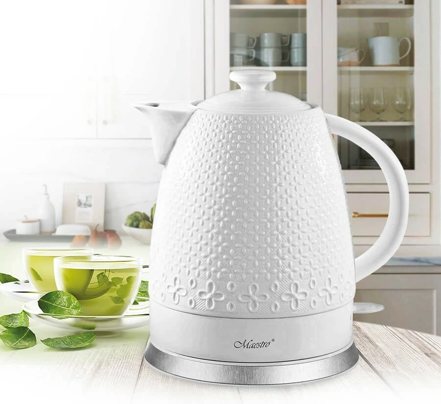 Çajnik elektrik Feel-Maestro MR-073, 1.5L, 1500W, qeramikë, Bardhë