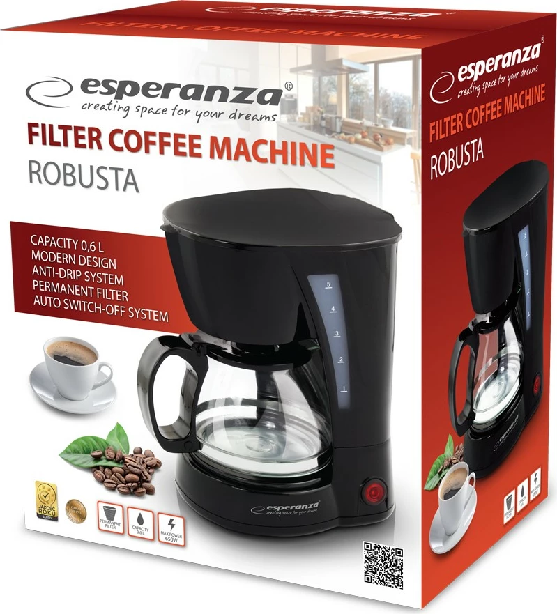 Aparat kafeje drip Esperanza ROBUSTA EKC006, 0.6L, i zi