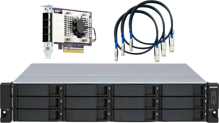 kabinet JBOD rack 2U, QNAP TL-R1200S-RP, 12 x 3.5'' SATA 6 Gb/s, lidhje SFF-8088/SFF-8644, PSU 250 W x2