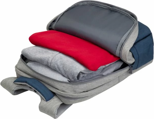 Çantë shpine për laptop RIVACASE Prater 7567, 17.3", rezistente ndaj ujit, mbrojtje kundër vjedhjes, port USB, gri/blu e errët