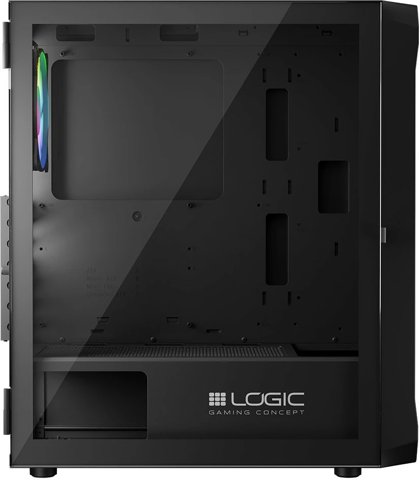 Kasë, Logic Concept, Portos ARGB Midi (AT-PORTOS-10-0000000-0002), ATX/Micro ATX, 4x 120 mm ARGB, panel anësor xham i temperuar, USB 3.0, e zezë