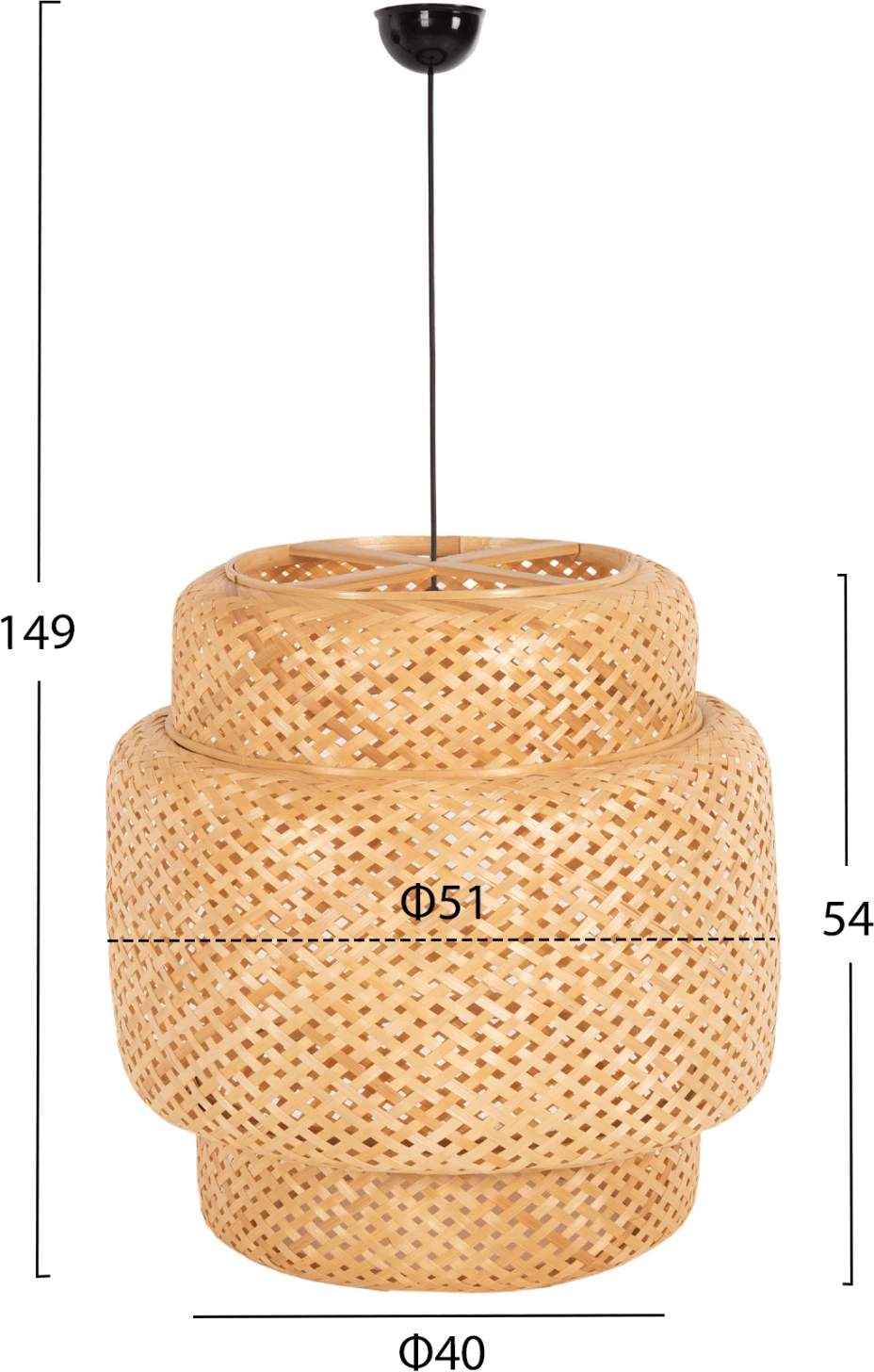 Llambë varëse tavani, bambu natyrale, FH7867, Φ51x54-149H cm