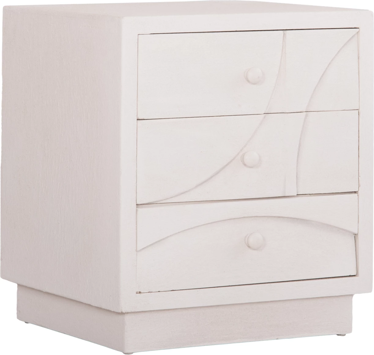 Komodinë Santorini FH18047 MDF ngjyrë off-white, 3 sirtarë, 48x38x55.5 cm