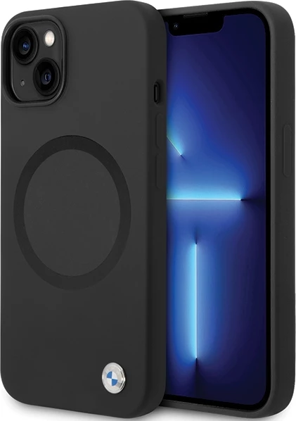 Mbështjellës BMW BMHMP14SSILBK2 për iPhone 14, Liquid Silicone MagSafe, zi