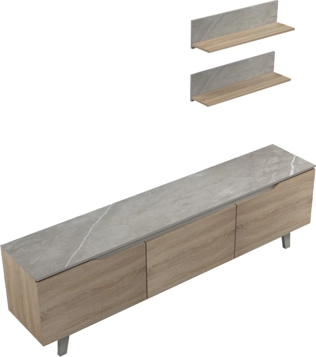 Set Kasia për dhomë dite, nuanca mermeri bezhë-sonoma, 180x35x48.5cm