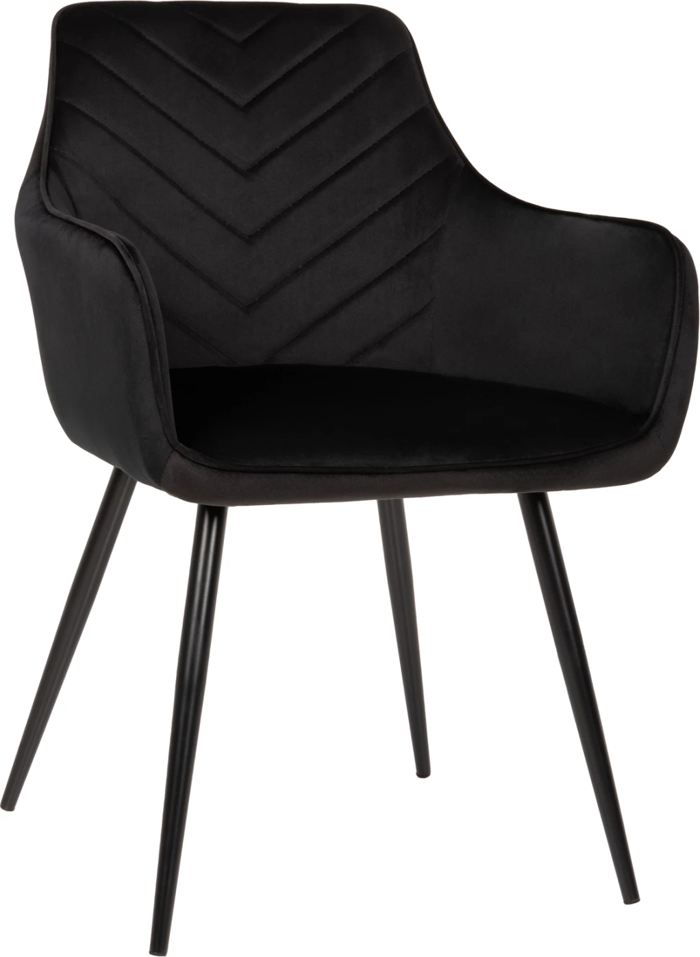 Karrige Latrell, kadife e zezë, këmbë metali të zeza, 55x57x84H cm., set prej 2 copë