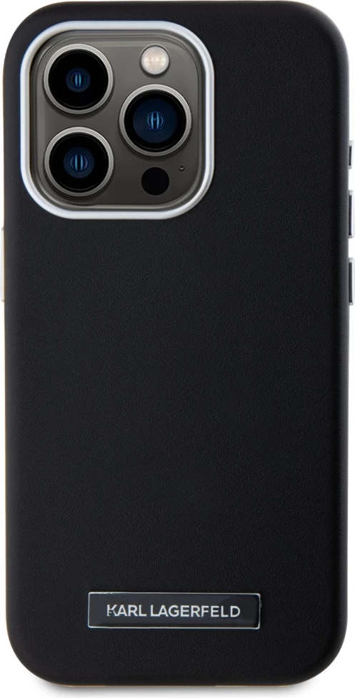 Mbështjellës Karl Lagerfeld FW Metal Plate MagSafe për iPhone 15 Pro Max, i zi