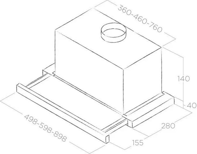 Aspirator teleskopik Elica Elite 14 LUX BL/A/50, 50 cm, i zi