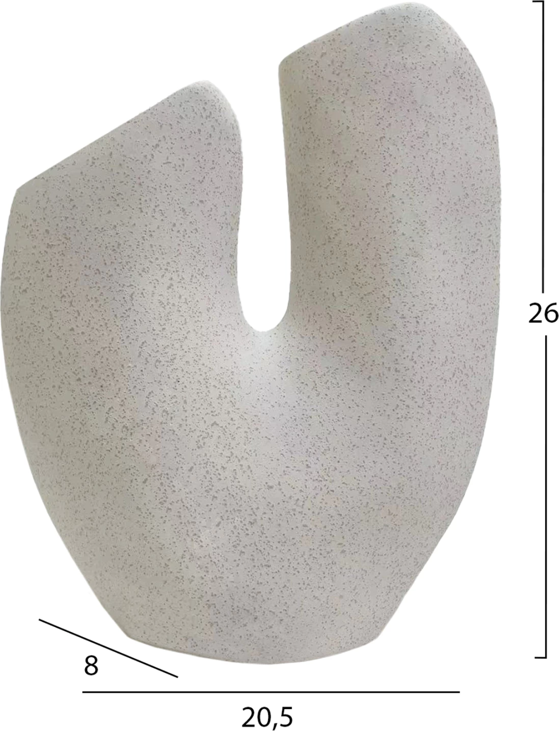 Dekor tavoline prej qeramike, ARKEN FH4619.01, ngjyrë e bardhë e çelur me kristalizim, 20.5x8x26 cm