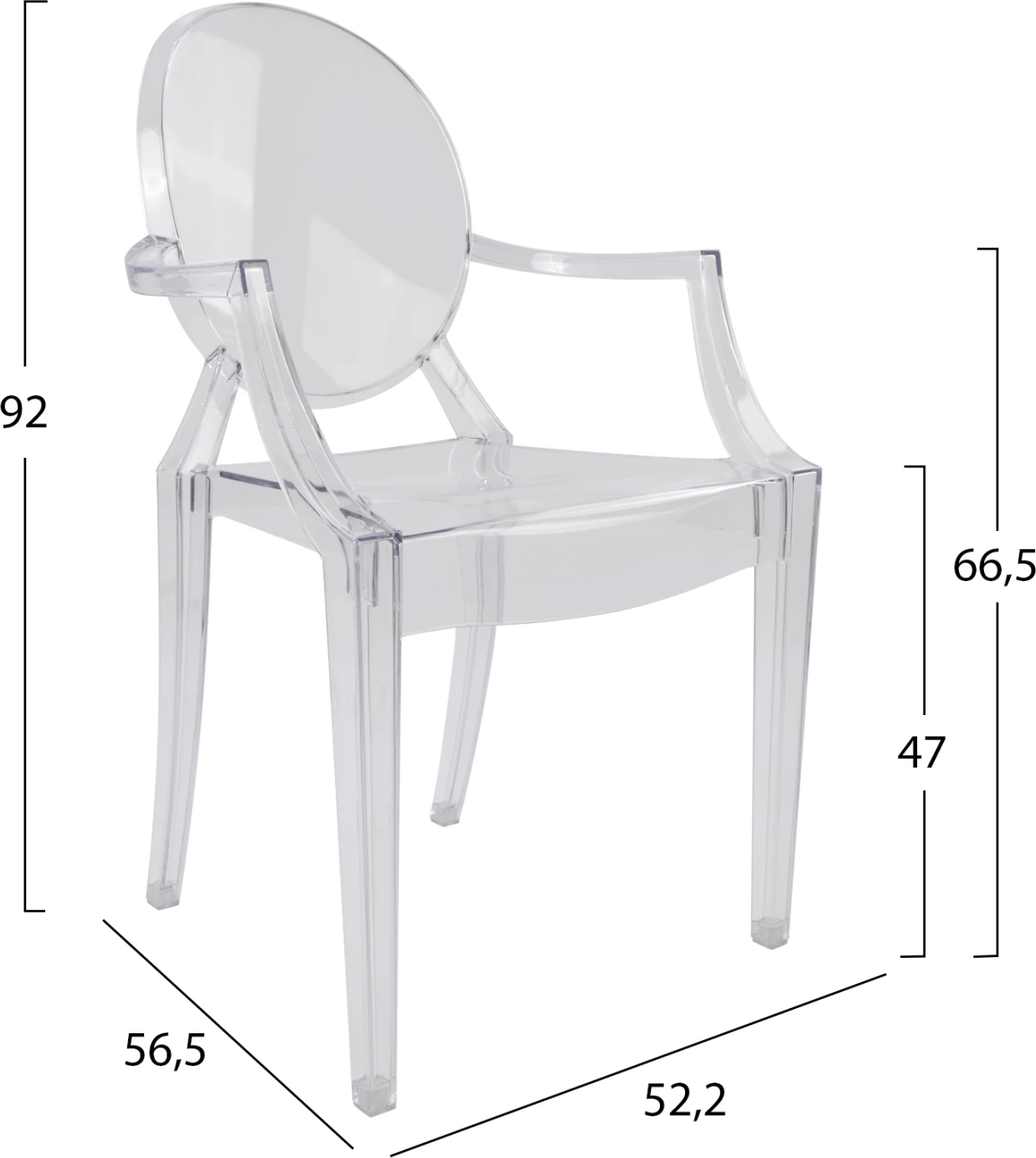 Karrige akrilike e tejdukshme me krahë Aramis FH0169 52,2x56,5x92cm, set prej 4 copash