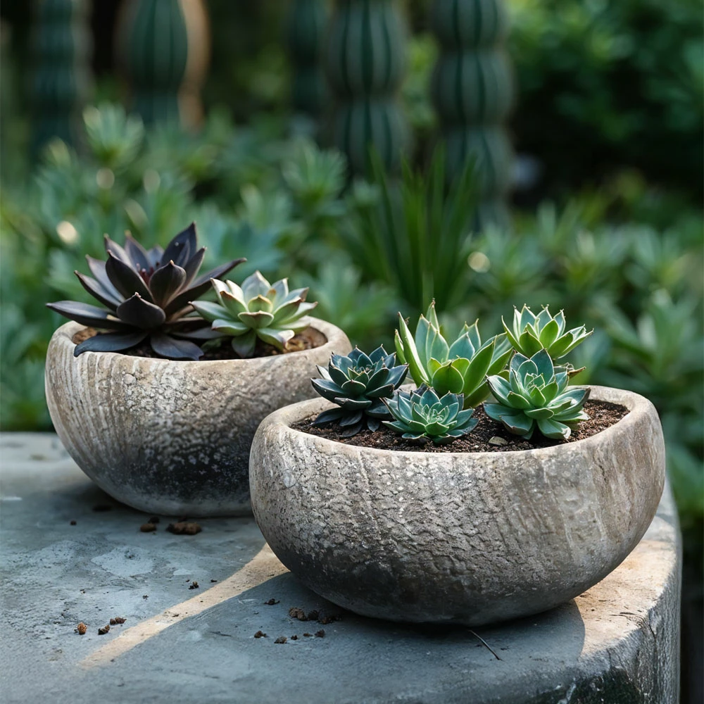 Set vazo Pumor, 3 copë, qeramikë, bezhë-bardhë, 43x43x18cm