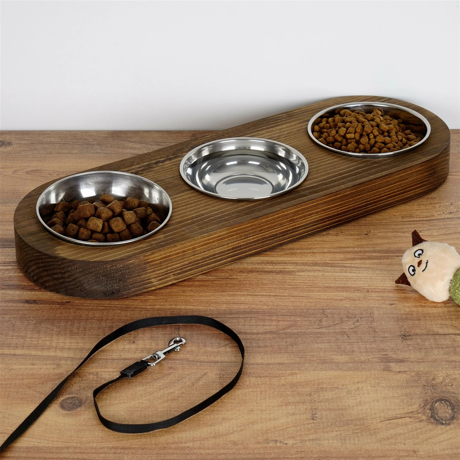 Enë ushqimi për kafshë, dru bredhi, ngjyrë arre, Hanah Home Pet016