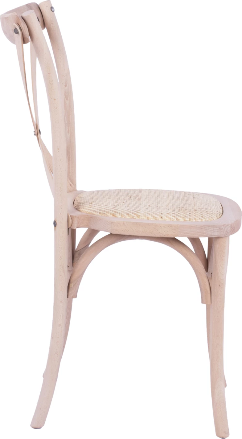 Karrige Owen prej druri, e grumbullueshme, prej druri ahu, e papërpunuar, me shpinë të kryqëzuar, FH8575.20, 45x55,5x90 cm