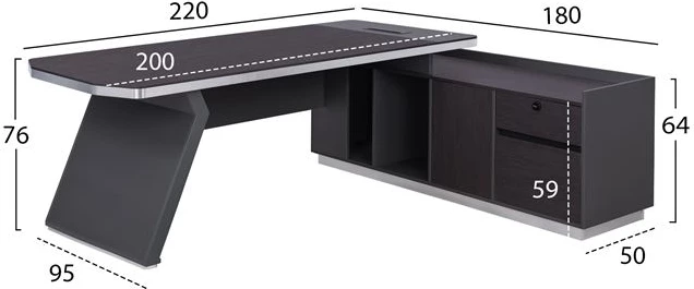 Tavolinë profesionale për zyre, kënd i djathtë, ngjyrë trëndafili, FH2084R, 220x180x76 cm