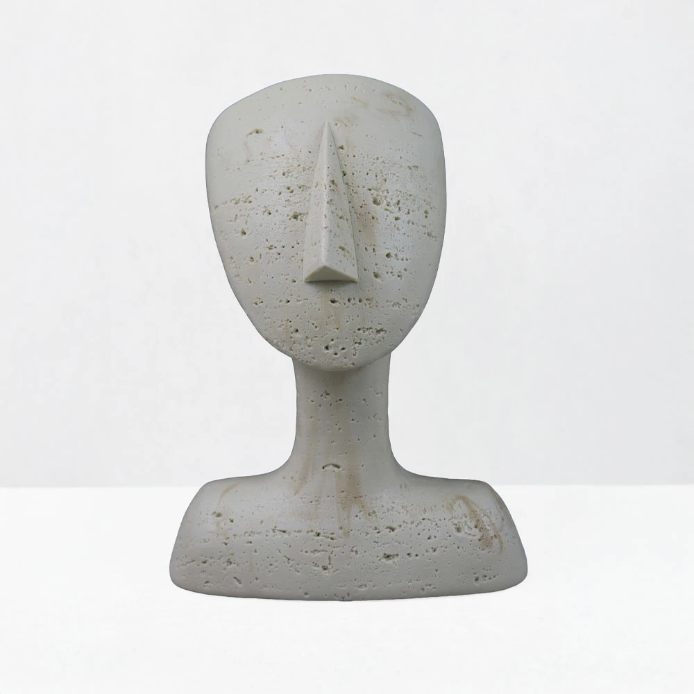 Dekor fytyrë AURA III, rrëshirë, bezhë, 19x14x26cm