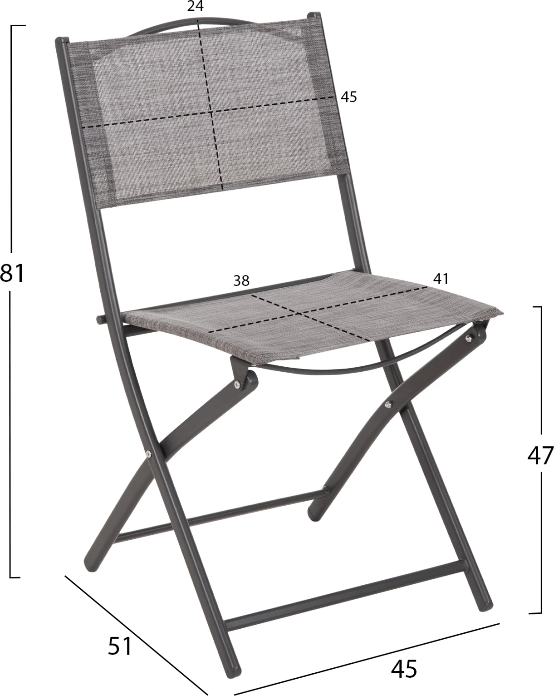 Karrige e palosshme për jashtë, MAG FH5971.01, metal gri-tekstilen gri, 45x51x81H cm., set prej 4 copë