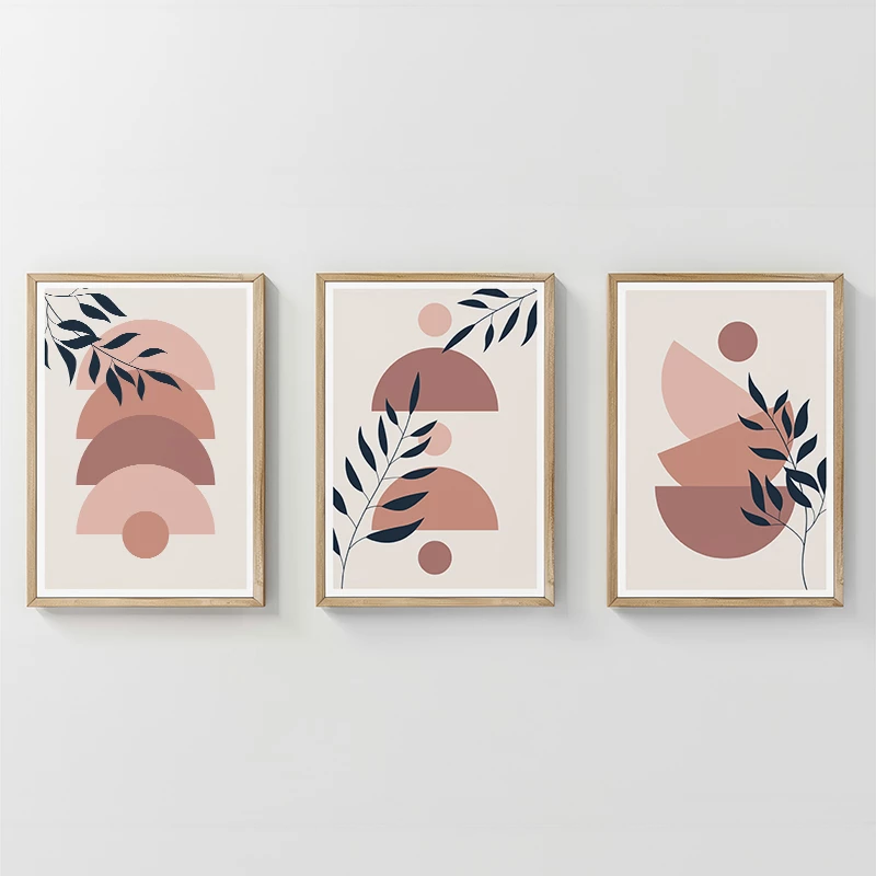 Set pikturash muri në kornizë Elun, triptik, print digjital, shumëngjyrësh, 33x1.5x48cm