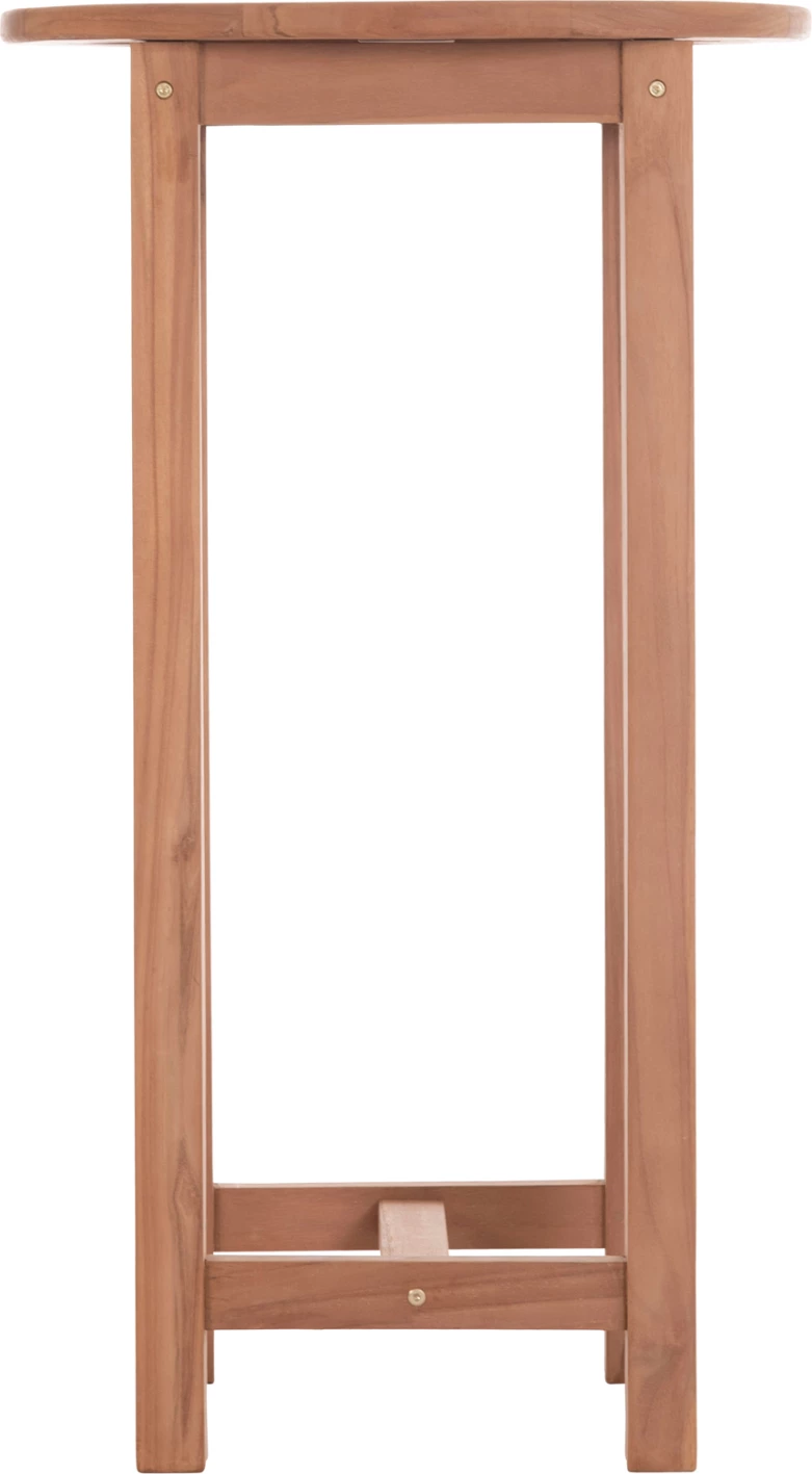 Tavolinë e lartë bar, rrumbullake, dru tik natyral, PRESSCOT FH18114, 60x105cm
