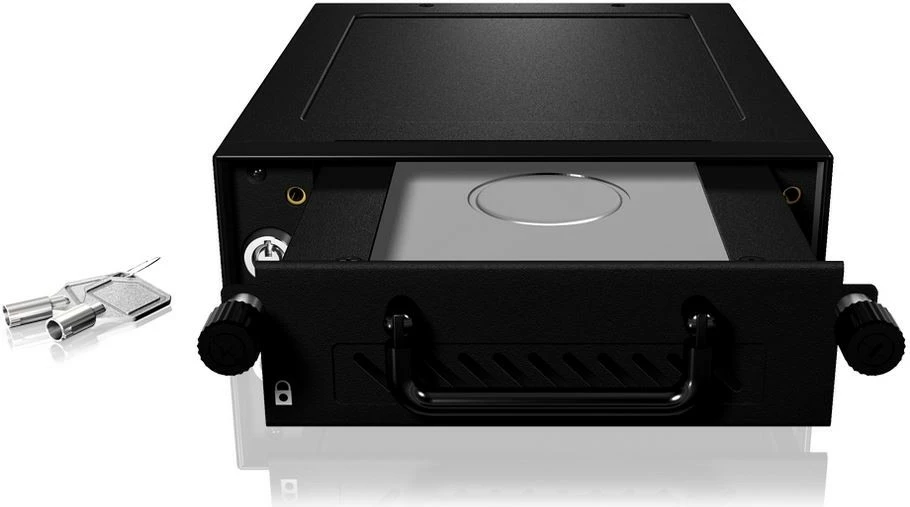 Kasë IcyBox IB-148SSK-B për hard disqe 2.5"/3.5", metal, e zezë