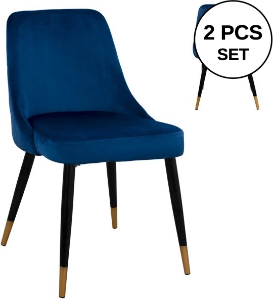 Karrige Serentiy FH8527.08 prej kadifeje blu me kornizë metalike 51x58x83 cm, set prej 2 copë
