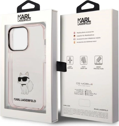 Mbështjellës Karl Lagerfeld Choupette për iPhone 14 Pro Max, Rozë