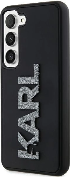 Mbështjellës Karl Lagerfeld 3D Rubber Glitter Logo për Samsung Galaxy S23+, i zi