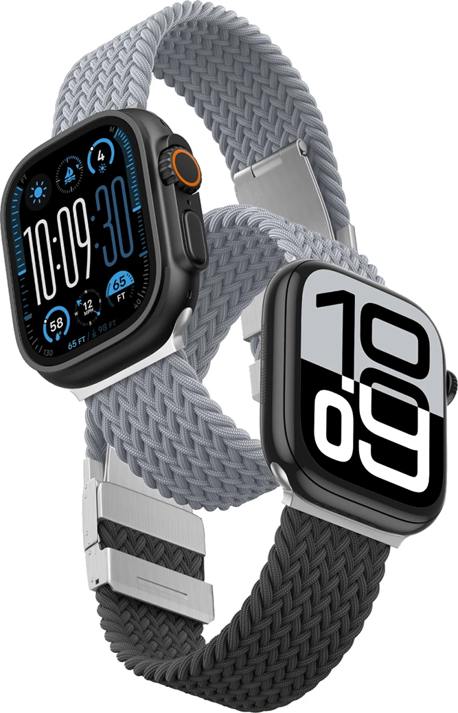 Set rripash AmazingThing Blend Band për Apple Watch 45/46/49mm, gri-e zezë/gri, 2 copë