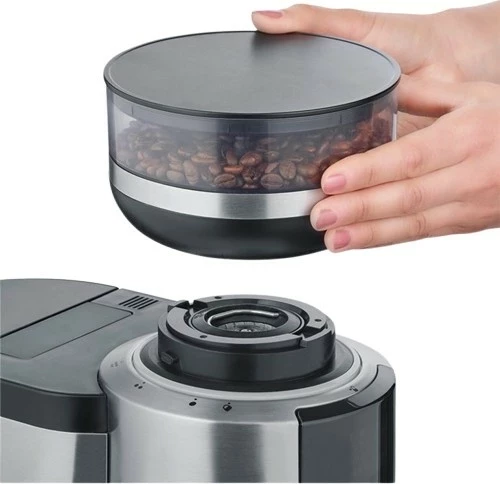 Aparat kafeje Severin KA 4853 FILKA inox, mulli çeliku, ekran LED, 2L, e zezë mat