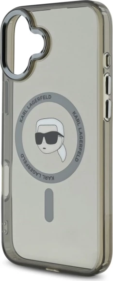 Mbështjellës Karl Lagerfeld IML Metal Karl Head MagSafe për iPhone 16 Plus, Zi