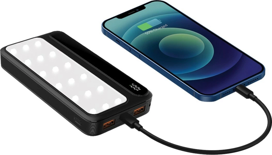 Powerbank Rebeltec P10 LCDPD 10,000mAh me llampë LED, 22.5W, e zezë