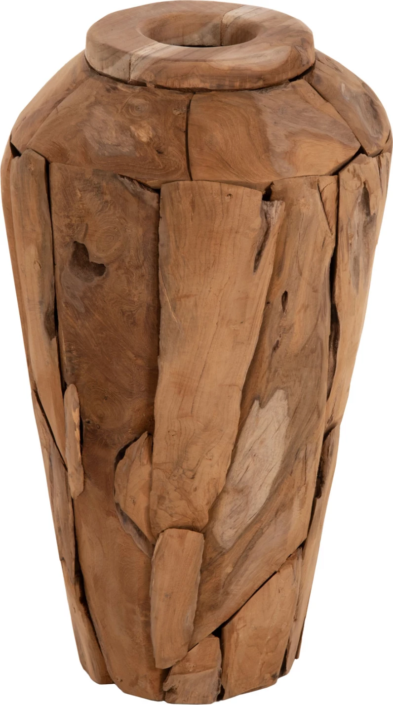 Vazo dekorative ZENIA FH7919 copa të ricikluara druri tik ngjyrë natyrale Φ30x60Hcm
