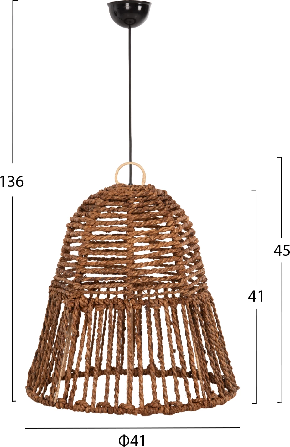 Llambë varëse tavani, fibra peme banane të thata, ngjyrë kafe, FH7858, Φ41x41-136H cm