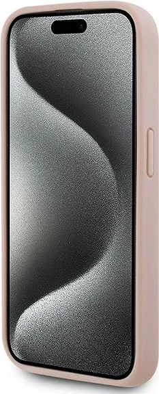 Mbështjellës Karl Lagerfeld Leather Monogram Metal Logo për iPhone 15 Pro Max, Rozë