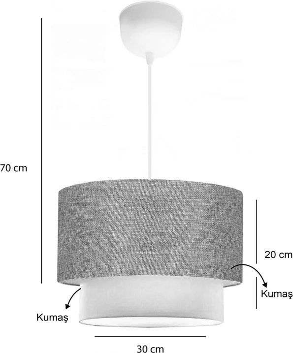 Dritë tavani Fersa, ngjyrë gri-bardhë, D30x20cm