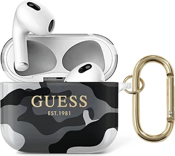 Mbështjellës Guess GUA3UCAMG për AirPods 3, Camouflage, i zi