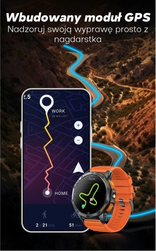 Smartwatch për meshkuj Gravity, rrip i zi dhe i kaltër