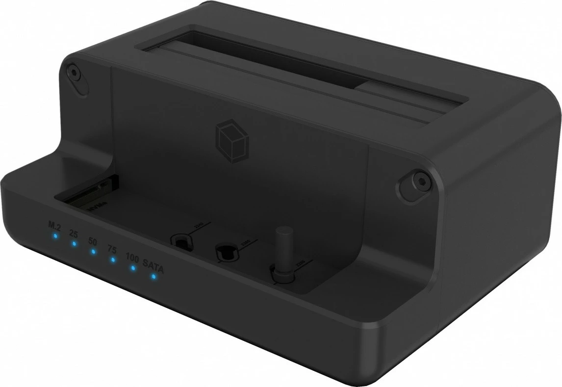 Docking station IcyBox IB-2914MSCL-C31 për SSD/HDD 2.5''/3.5'' dhe M.2 NVMe, e zezë