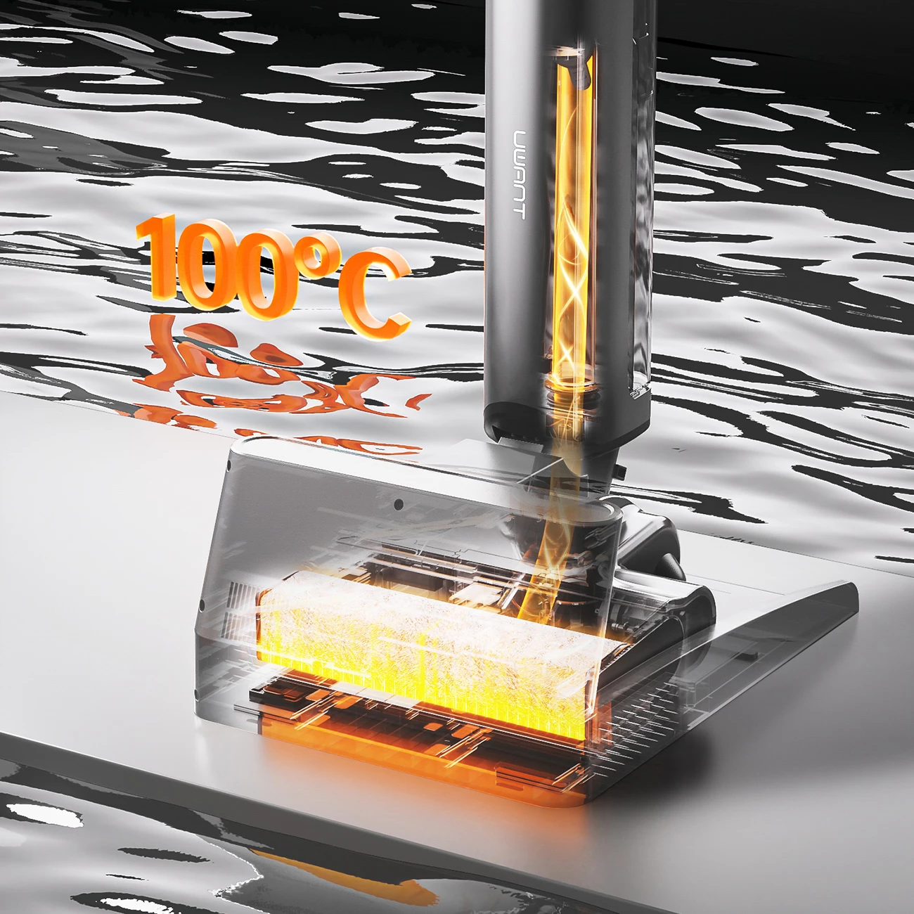 Fshesë elektrike në këmbë UWANT D700 me funksion larjeje dhe stacion karikimi, e bardhë