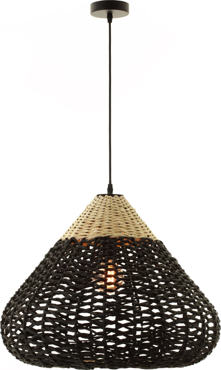 Llambë varëse tavani, FH4346, litar letre, ngjyrë bezhë dhe e zezë, Φ55,5x44H cm