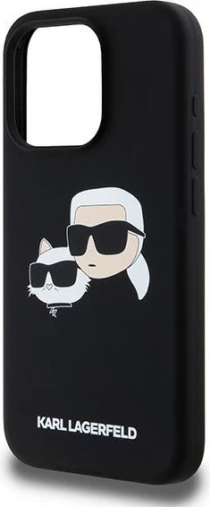 Mbështjellës Karl Lagerfeld Silicone Karl & Choupette MagSafe për iPhone 15 Pro, i zi