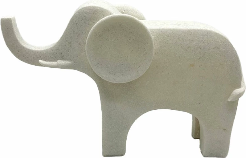 Elefant dekorativ EVO, polirezine, i bardhë, 28.7x8.7x17.8cm