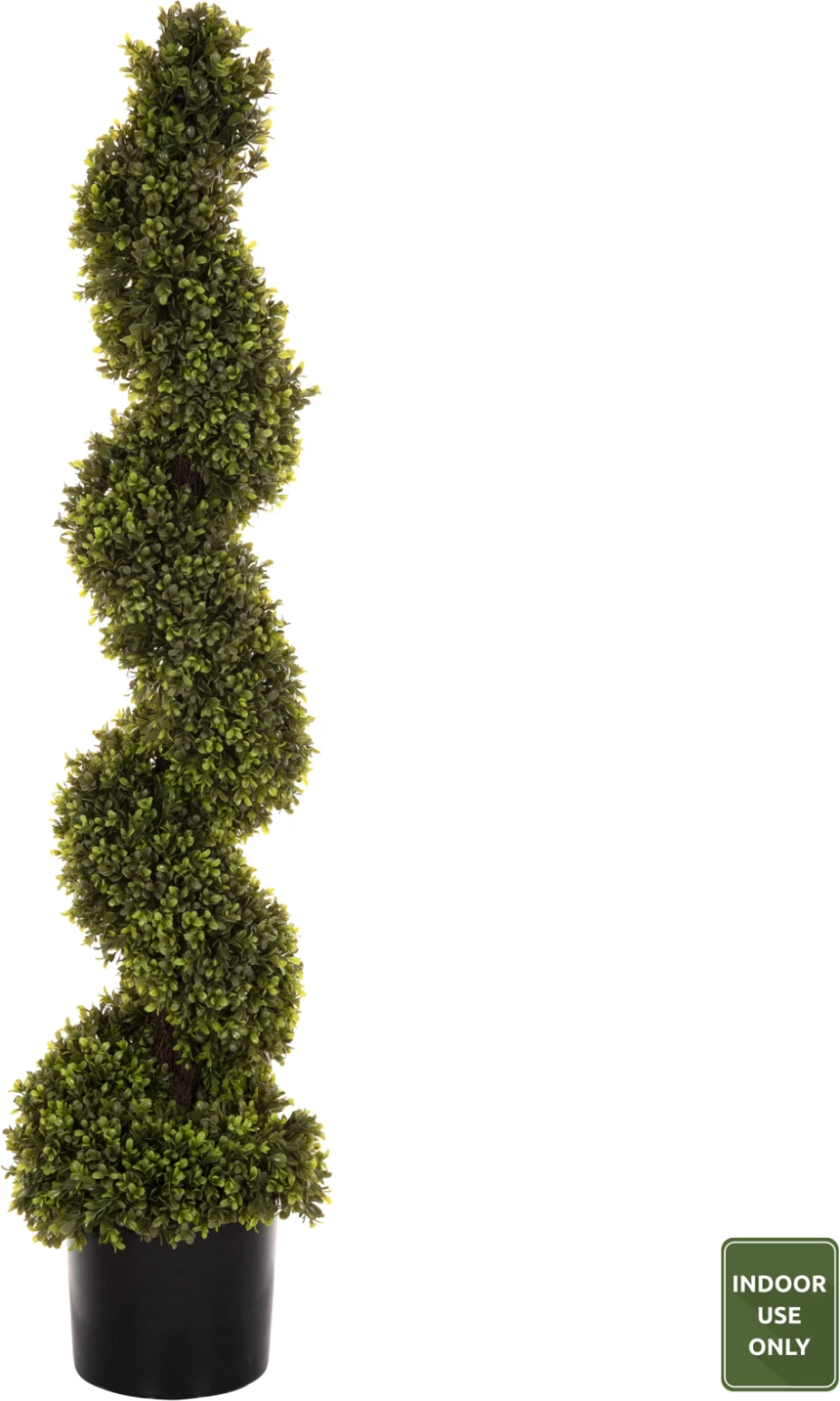 Bimë sintetike dekorative në vazo, formë spirale, boxwood, FH4022, 18x17-122cm