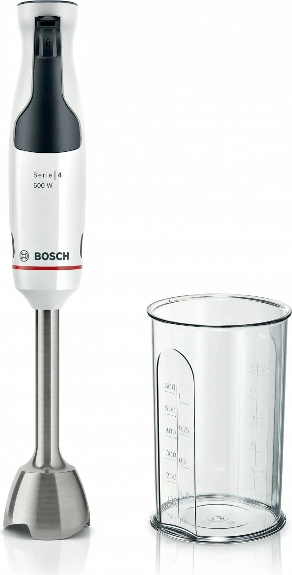 Blender dore Bosch MSM4W210 600 W rregullim i pandërprerë Çiftëzues qeramik QuattroBlade këmbë/teh çelik inox gotë 0.6 L e bardhë