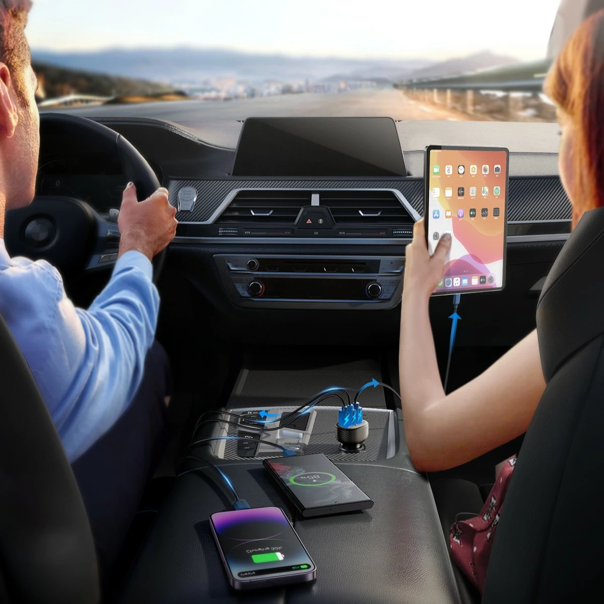 Karikues veture Joyroom JR-CCD03, 3x USB-A, 3.4A, me ekran, zi